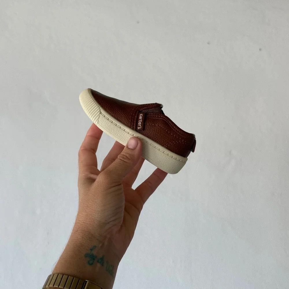 Carter's Ricky Toddler Slip On Sneakers Size 4 Brown Faux Leather Casual
